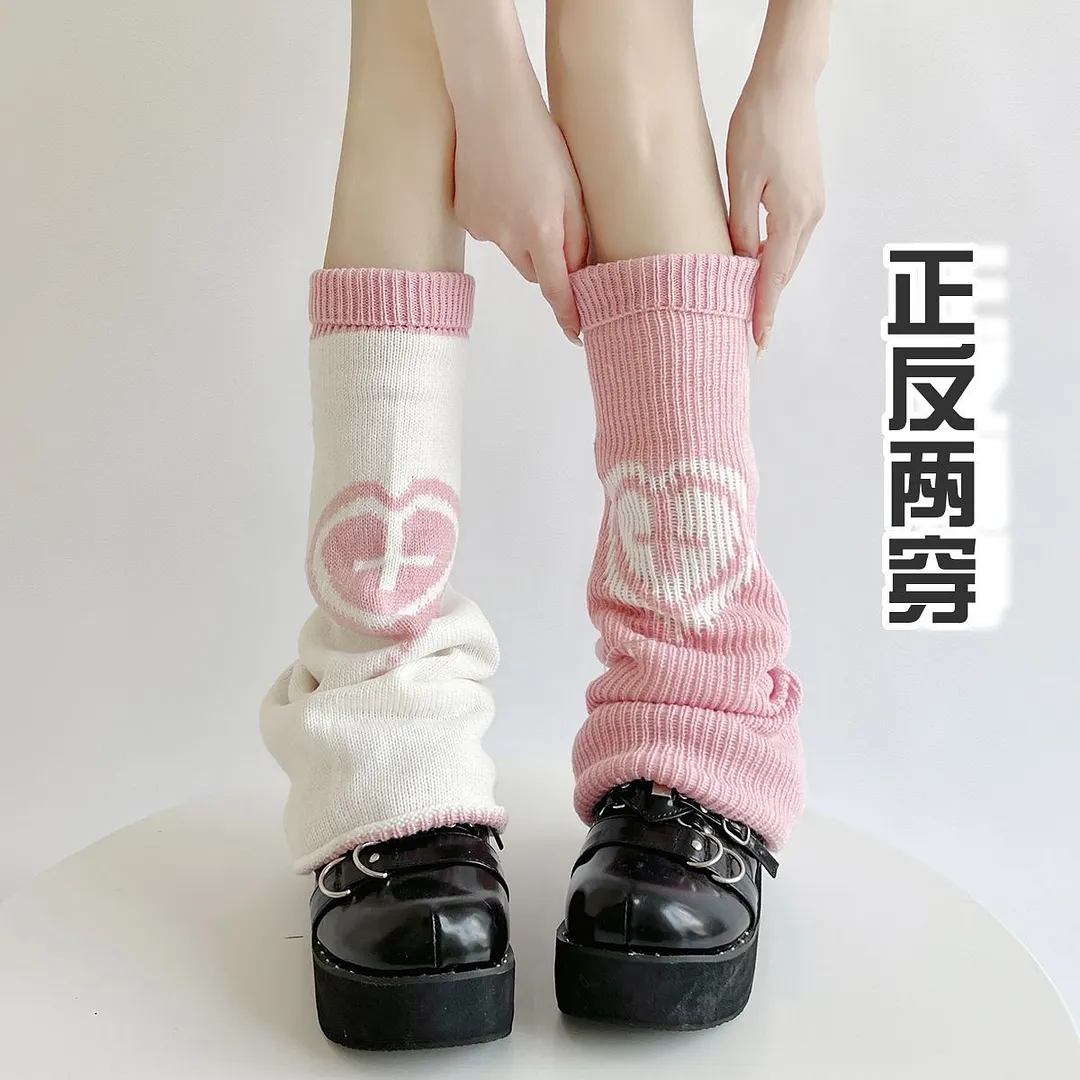 Churchf Churchf And Winter Double-Sided Knit Pile Pile Socks Sweet Girl Love Cross Leg Set Show Thin Warm Y2k Subculture