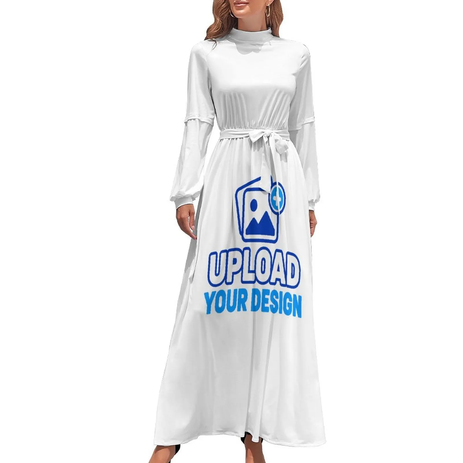 Custom High-Neck Long-Sleeve Relaxed Maxi Dress product image 5
