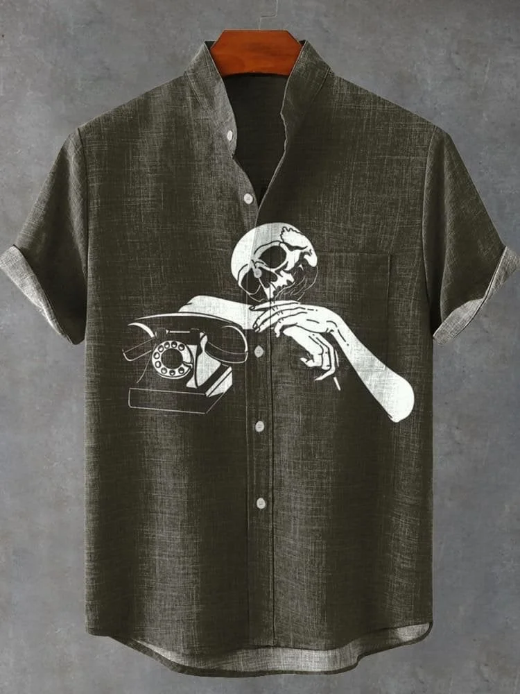 Men's Halloween Skull Print Casual Shirt