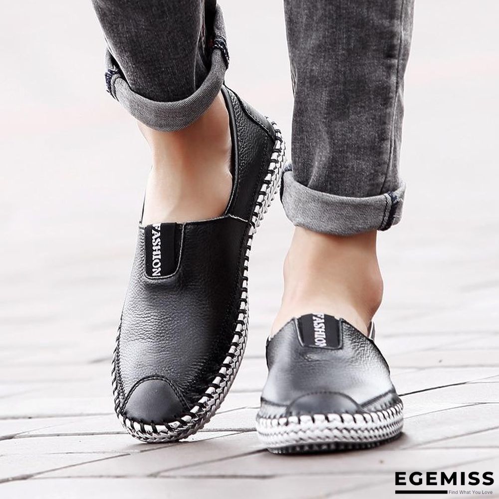 Men Breathable Comfortable Split Leather Men Loafers Flats Casual Shoes | EGEMISS
