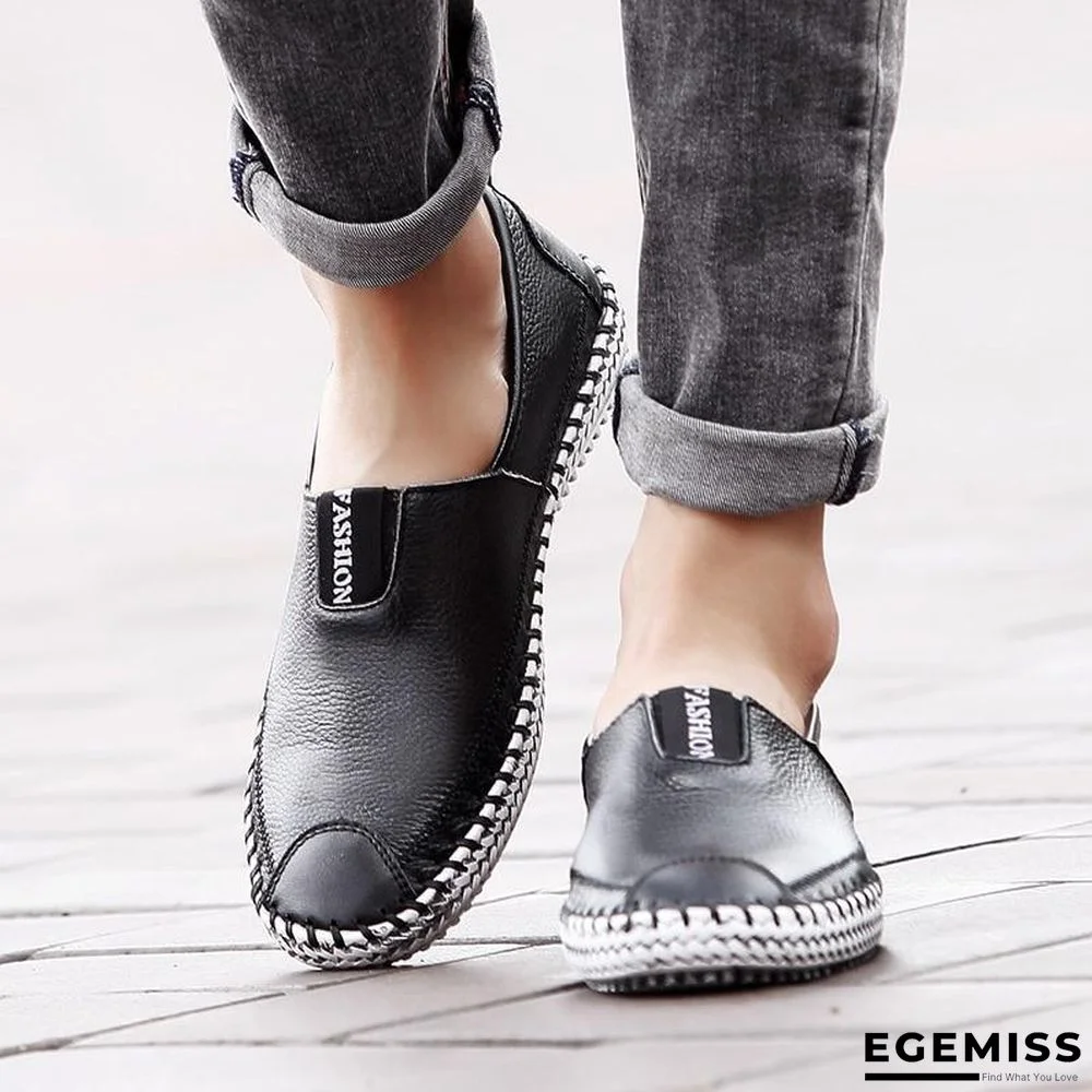 Men Breathable Comfortable Split Leather Men Loafers Flats Casual Shoes | EGEMISS