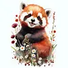 Red Panda Flowers-Full Round Diamond Painting 30*30CM