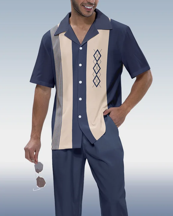 Suitmens Men's Colorblock Short Sleeve Shirt 318