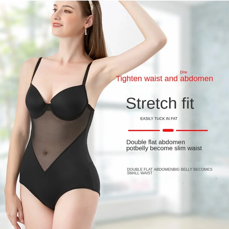 Coloriented 2109-2 Sexy Mesh Bodysuit Women Shape Wear Hip Lifting Corset  Panties with Push Up Tight Waist Lingerie Slimming