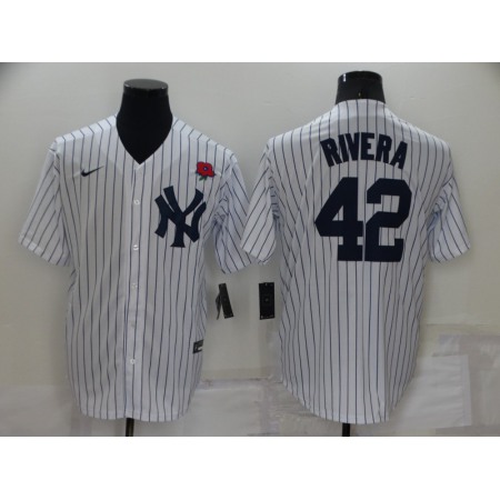 Men's New York Yankees #42 Mariano Rivera White Cool Base Stitched Baseball Jersey KCXN