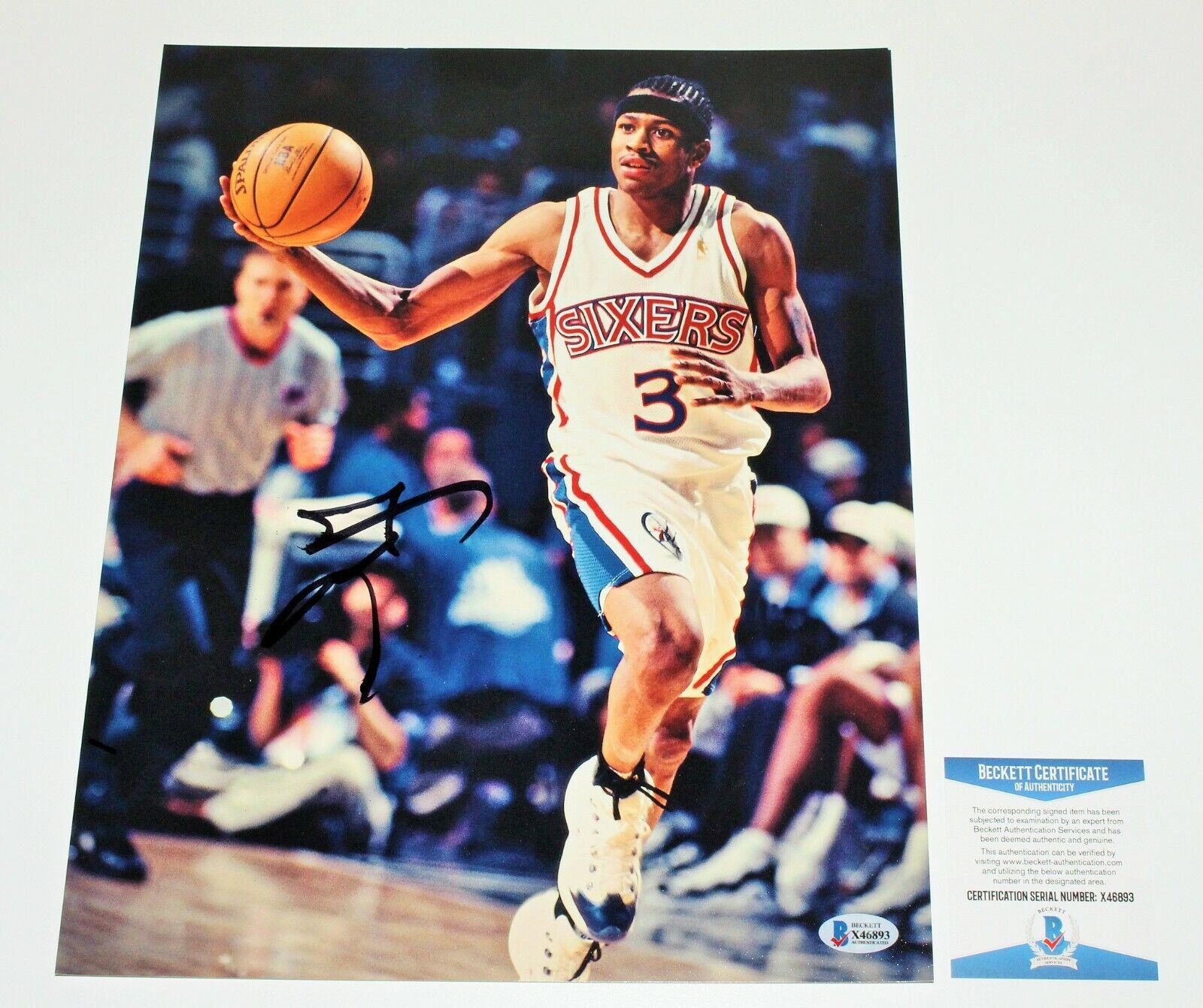 ALLEN IVERSON SIGNED PHILADELPHIA 76ERS 11x14 Photo Poster painting BECKETT COA BAS AI SIXERS