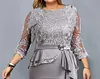 Women's Plus Size Work Dress Floral Crew Neck 3/4 Length Sleeve Winter Fall Stylish Elegant Midi Dress Date Work Dress / Sheath Dress