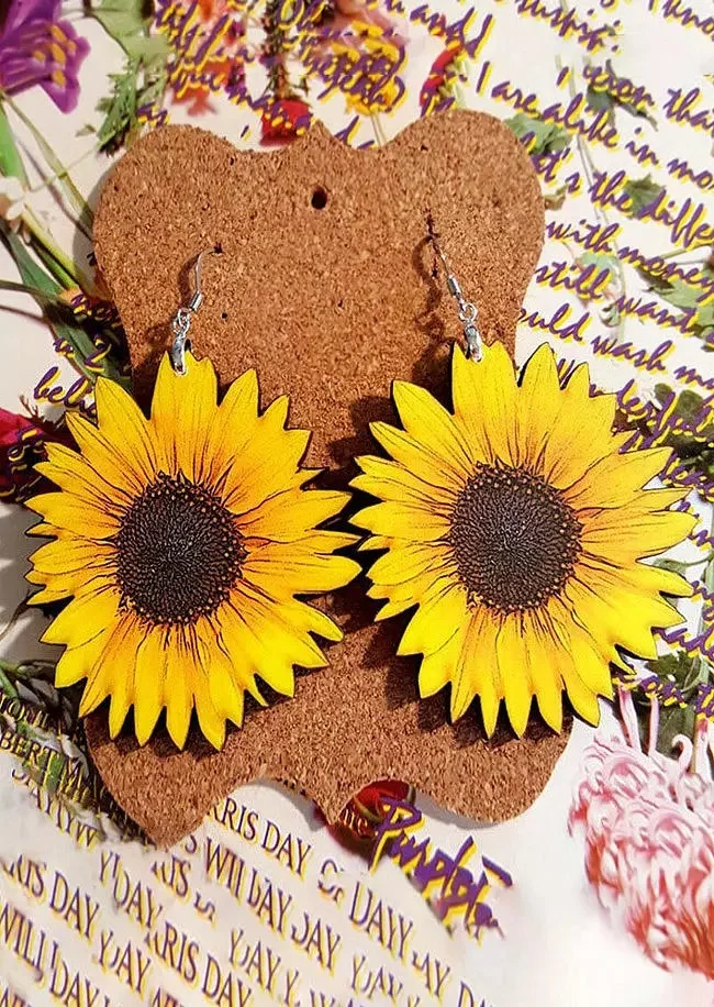 Sunflower Wooden Earrings