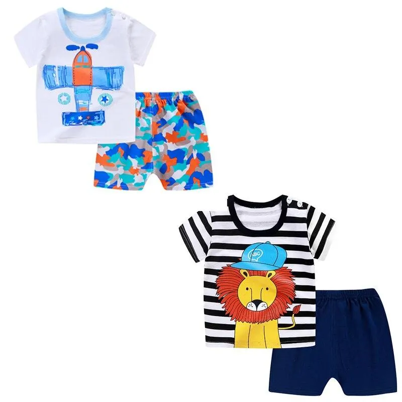 Boys Clothes Cute Summer Suit for Baby Boy T-Shirt + Shorts Cotton Infant Boy Suits Light Thin Children Kids Clothes Short