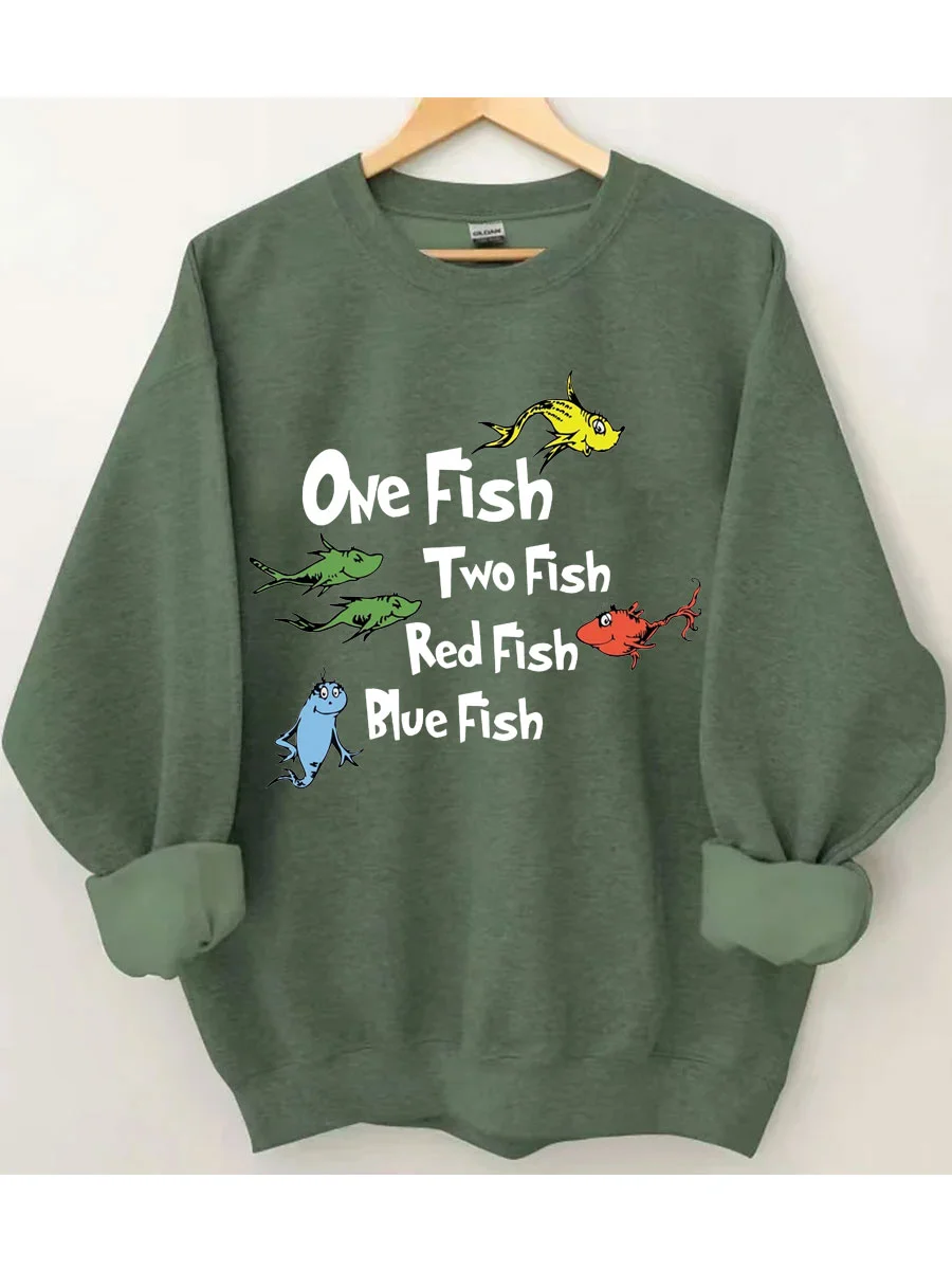 One Fish Two Fish Red Fish Blue Fish Sweatshirt
