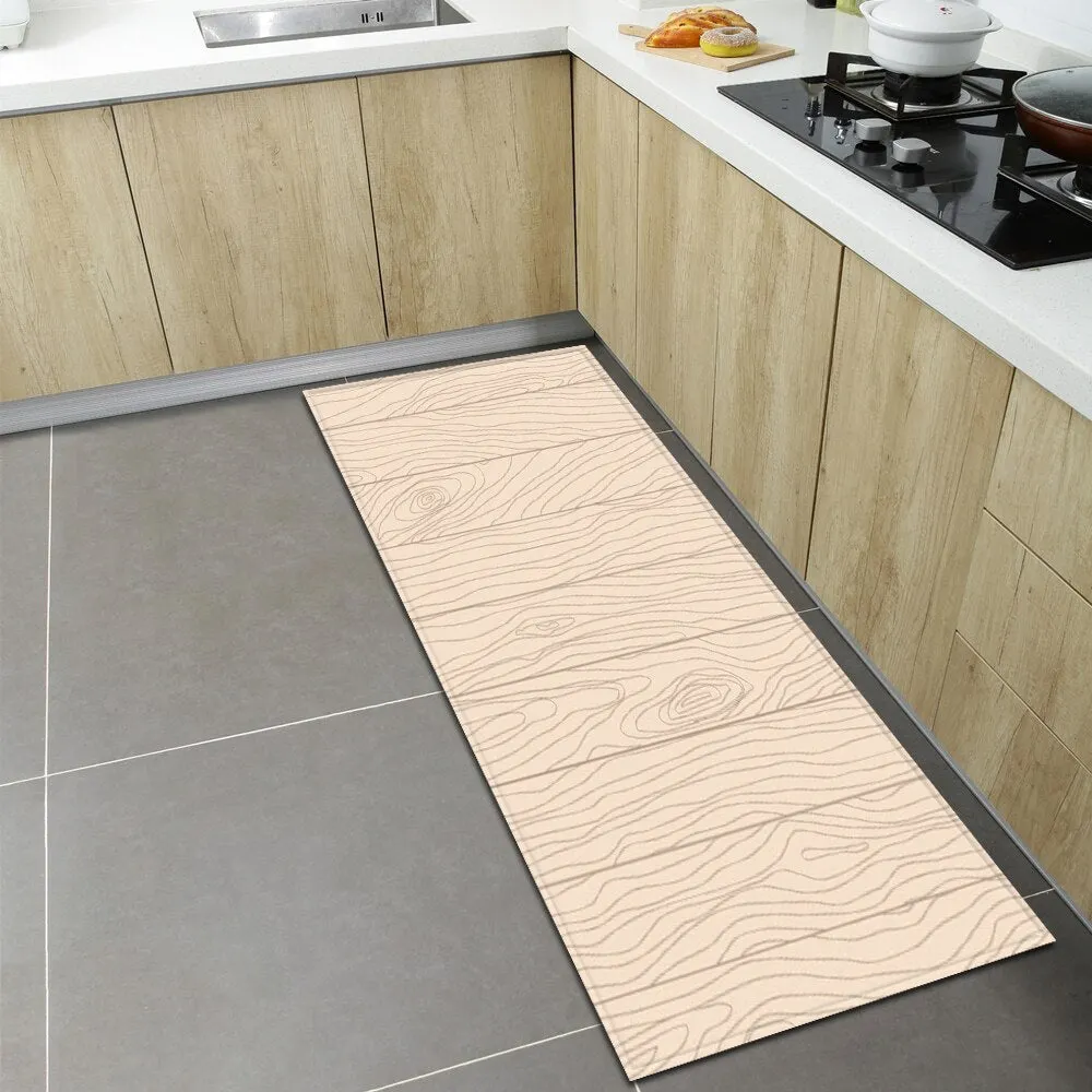 Wood Grain Kitchen Rugs Home Entrance Doormat Bedroom Living Room Decoration Carpet Hallway Balcony Bathroom Anti-Slip Floor Mat