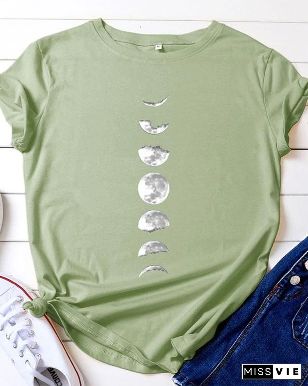 Women Print Daily Short Sleeves T-Shirts