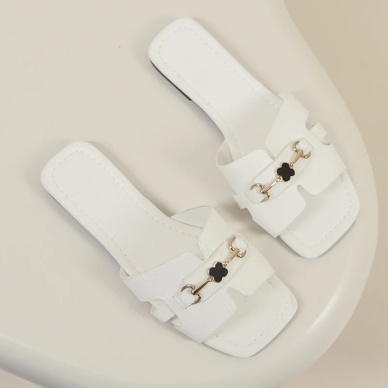 Nigikala Nigikala Code 35-44H Drag Head Flat Bottom Cool Drag Station Metal Buckle Low Heel Design Sense Word-Word Drag