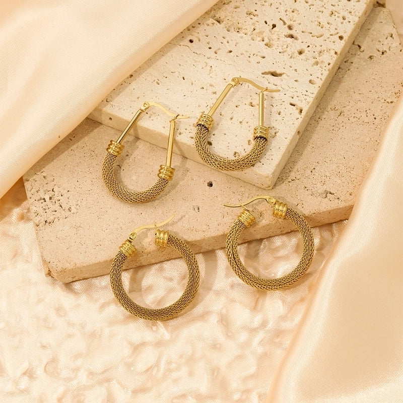 1 Pair Commute Circle Plating 304 Stainless Steel Earrings