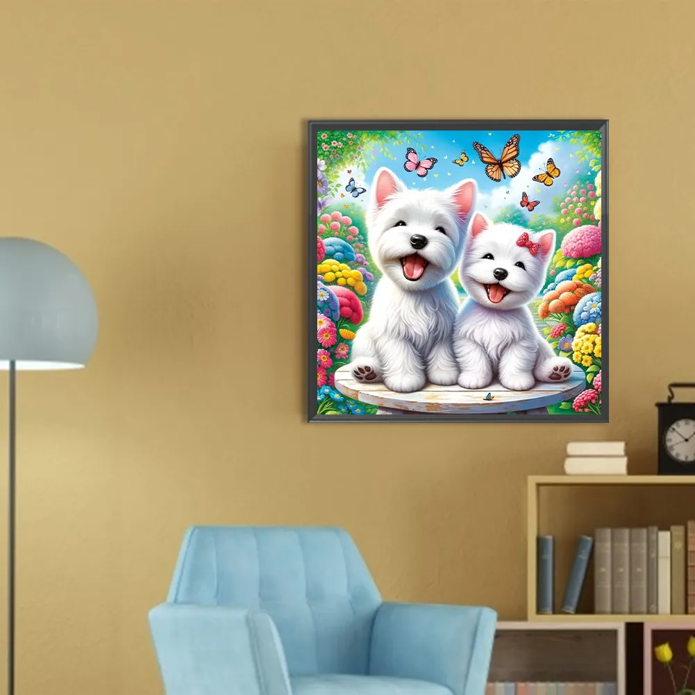 Partial AB Diamond Painting - Full Round Drill - Happy Dogs(Canvas|35*35cm)