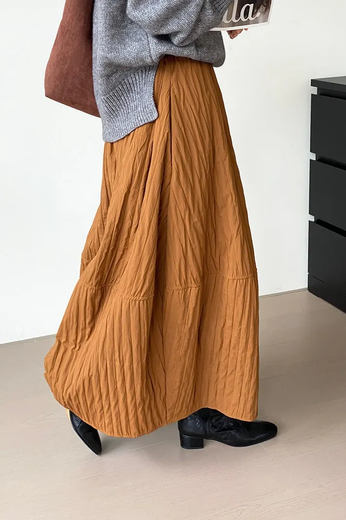 Vintage Quilted Cotton Puffer Midi Skirt