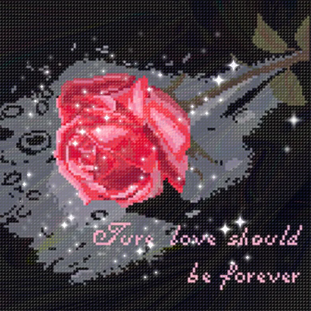 9CT Full Stamped Cross Stitch Bead Embroidery- Flower(Canvas|35*35CM)