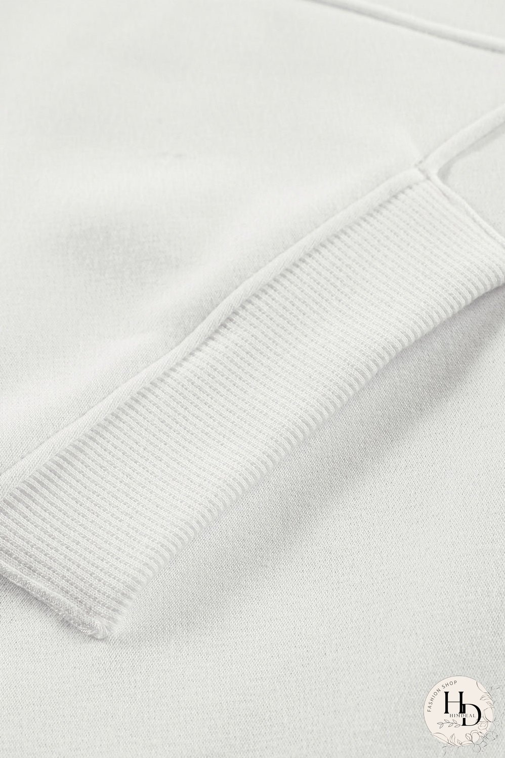 Cozy White Ribbed Pullover with Quarter-Zip Detail