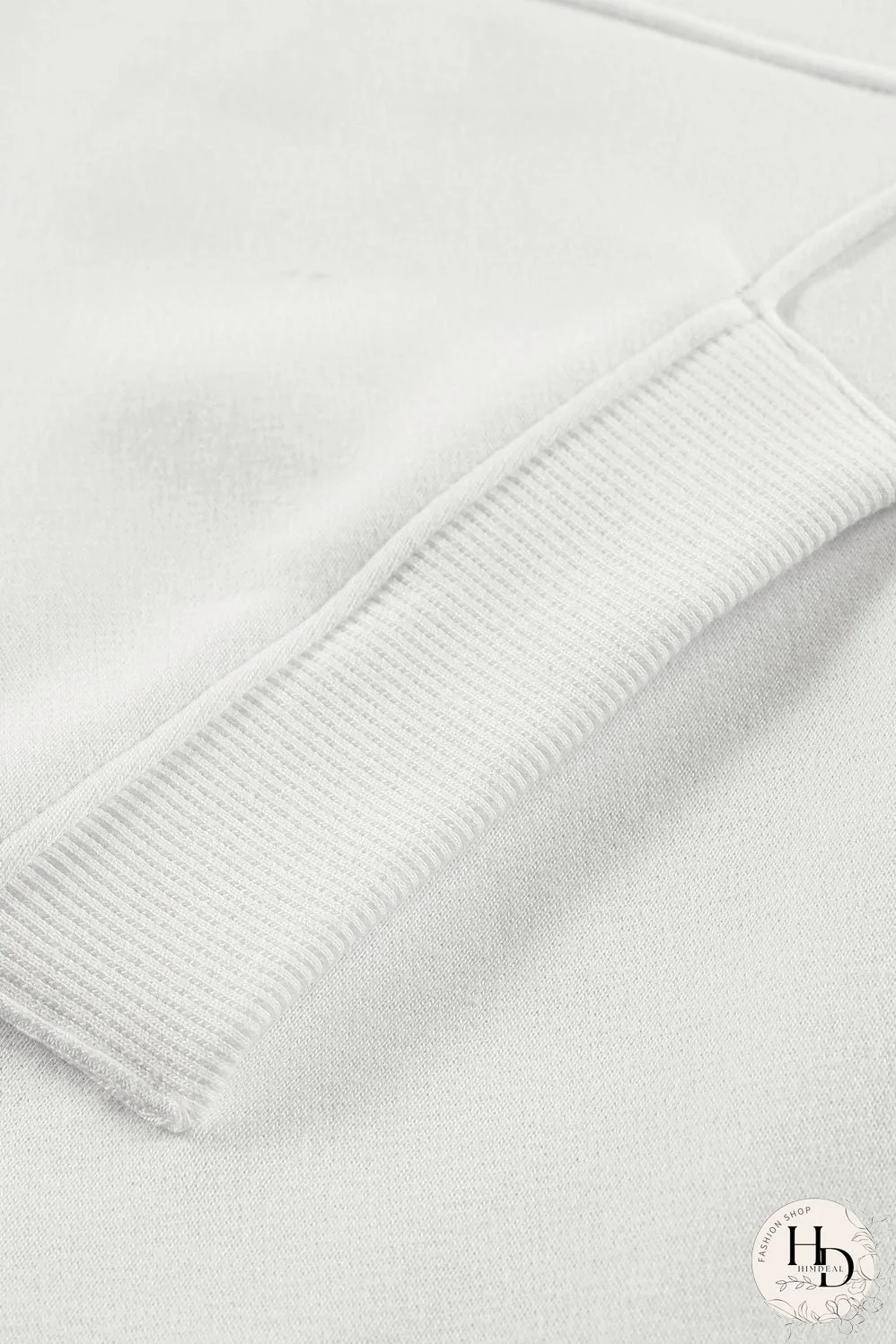 Cozy White Ribbed Pullover with Quarter-Zip Detail