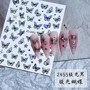 Wttao 3d Nail Art Decals Laser Black White Butterflys Stars Nail Stickers Sliders Decoration For Manicure
