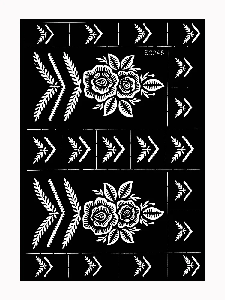 Sdrawing Drawing Henna Template for Hand Henna Tattoo Stencil Flower Tattoo Design for Women Wedding Festival Party Tatoo Tools