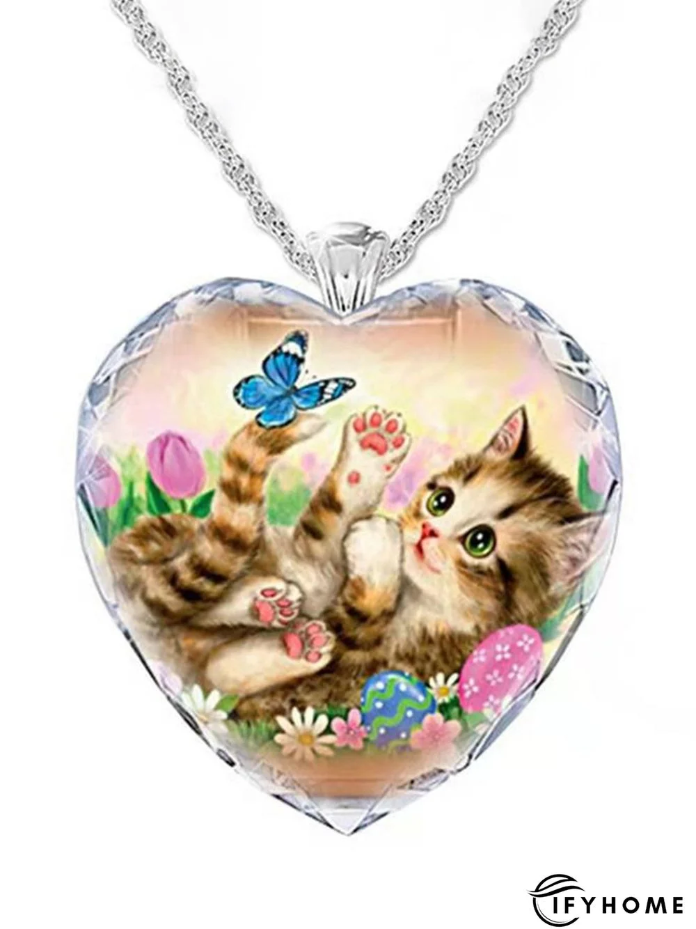 Heart Shaped Crystal Cat Necklace | IFYHOME