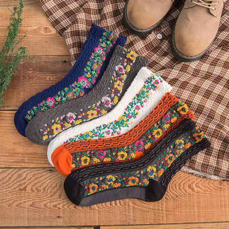 Vintage Embroidered Floral Socks(🎁Christmas Sale)Buy more save more