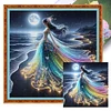 (Counted/Stamped) Beach Rainbow Dress Girl-18CT Cross Stitch 35*35cm/13.78*13.78in