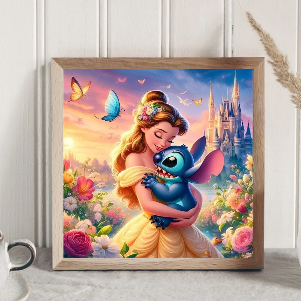 Diamond Painting - Full Round Drill - Stitch With Princess(Canvas|30*30cm)