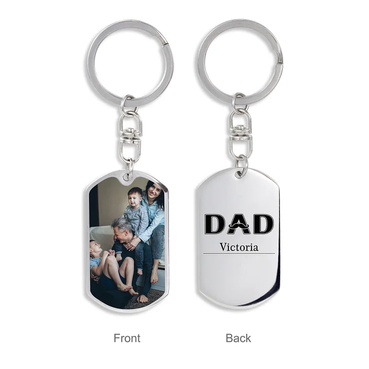 Personalized Photo Keychain Dad Keyring Engrave 1 Name Father's Day Gifts