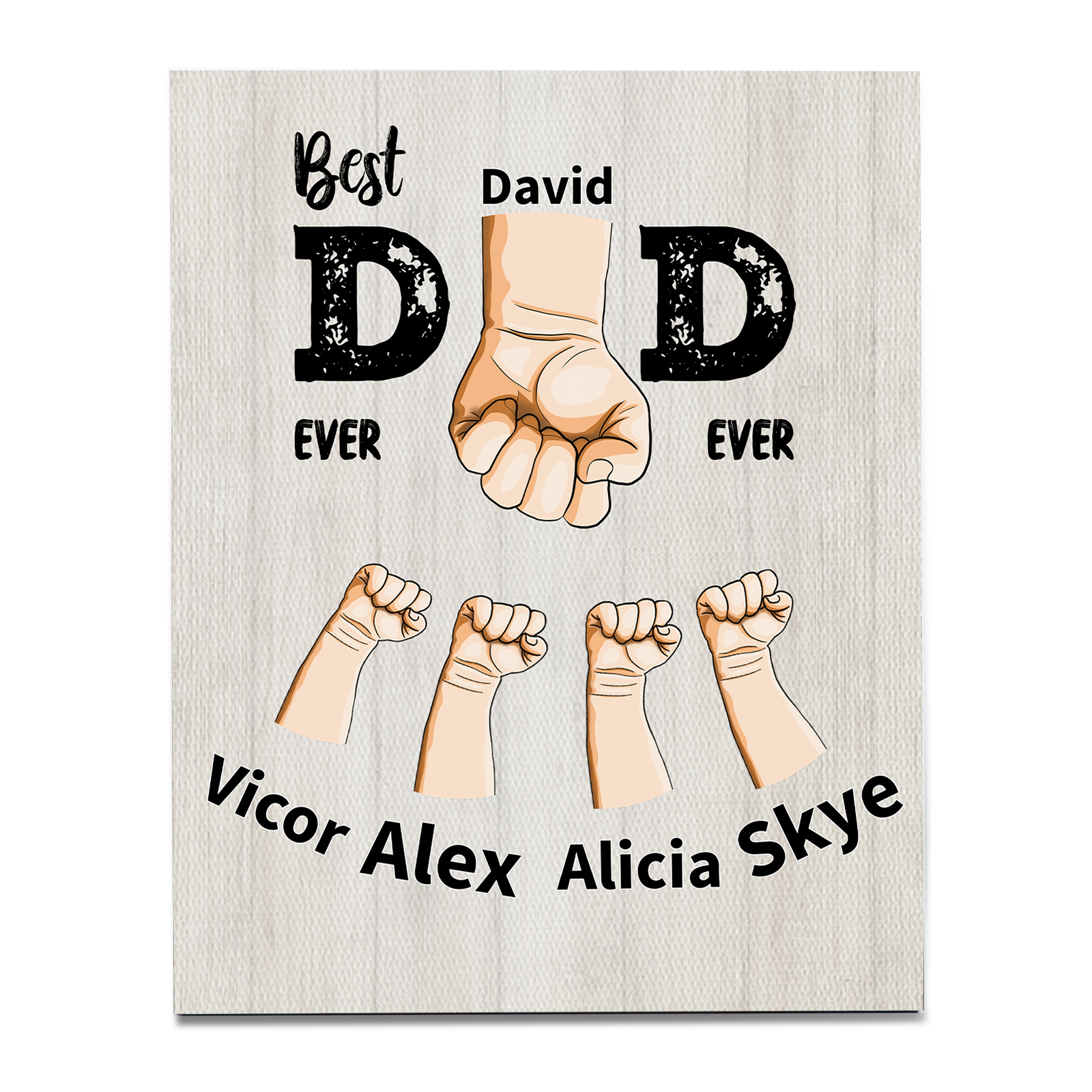 To My Dad - Personalised 2-12 Name Fist Wooden Frame Ornaments