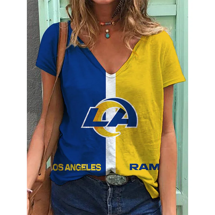 Los Angeles Rams  Lightweight Short Sleeve V-Neck T-Shirt