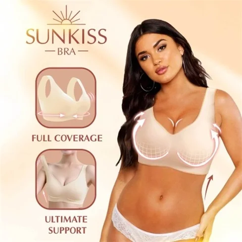 Sunkiss Bra - Gathering Lifting Wireless Seamless Stretchy Sleep Bra