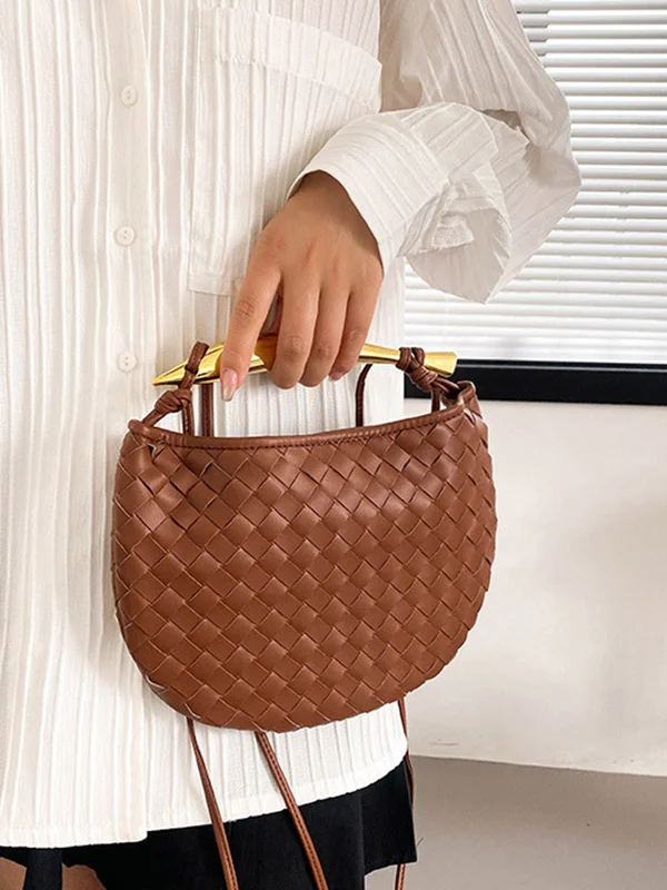Woven Shiny Geometric Handbags Crossbody Bags
