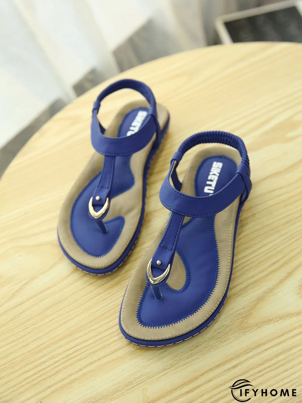 Women's Beach Metal Buckle Trim Flip-On Sandals | IFYHOME