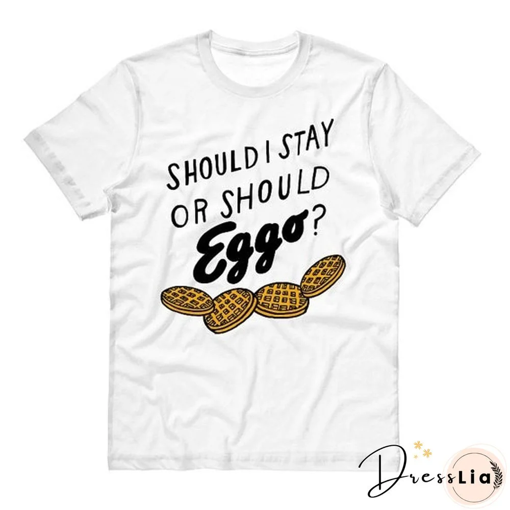 T Shirt Hot Topic Sleeve Men Women Crew Neck Stranger Things Should I Stay Or Should Eggo Short Compression T Shirts