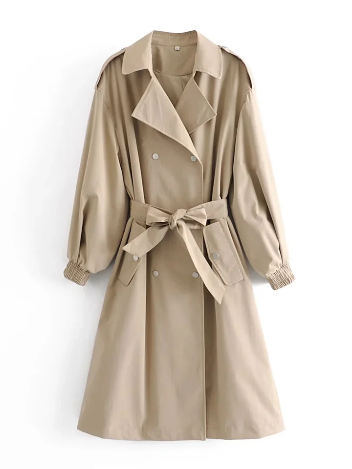 Women's OVERSIZE Loose Double Breasted Suit Commuter Coat Stretch Cuffed Trench Coat S-L-Mixcun