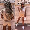 Women's Stitching Hooded Pocket Short Sports Suit Sportswear