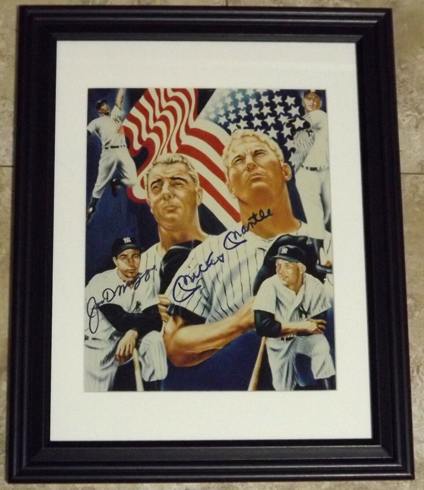 Mickey Mantle & Joe DiMaggio Signed Autographed Baseball Photo Poster painting Beckett BAS LOA!