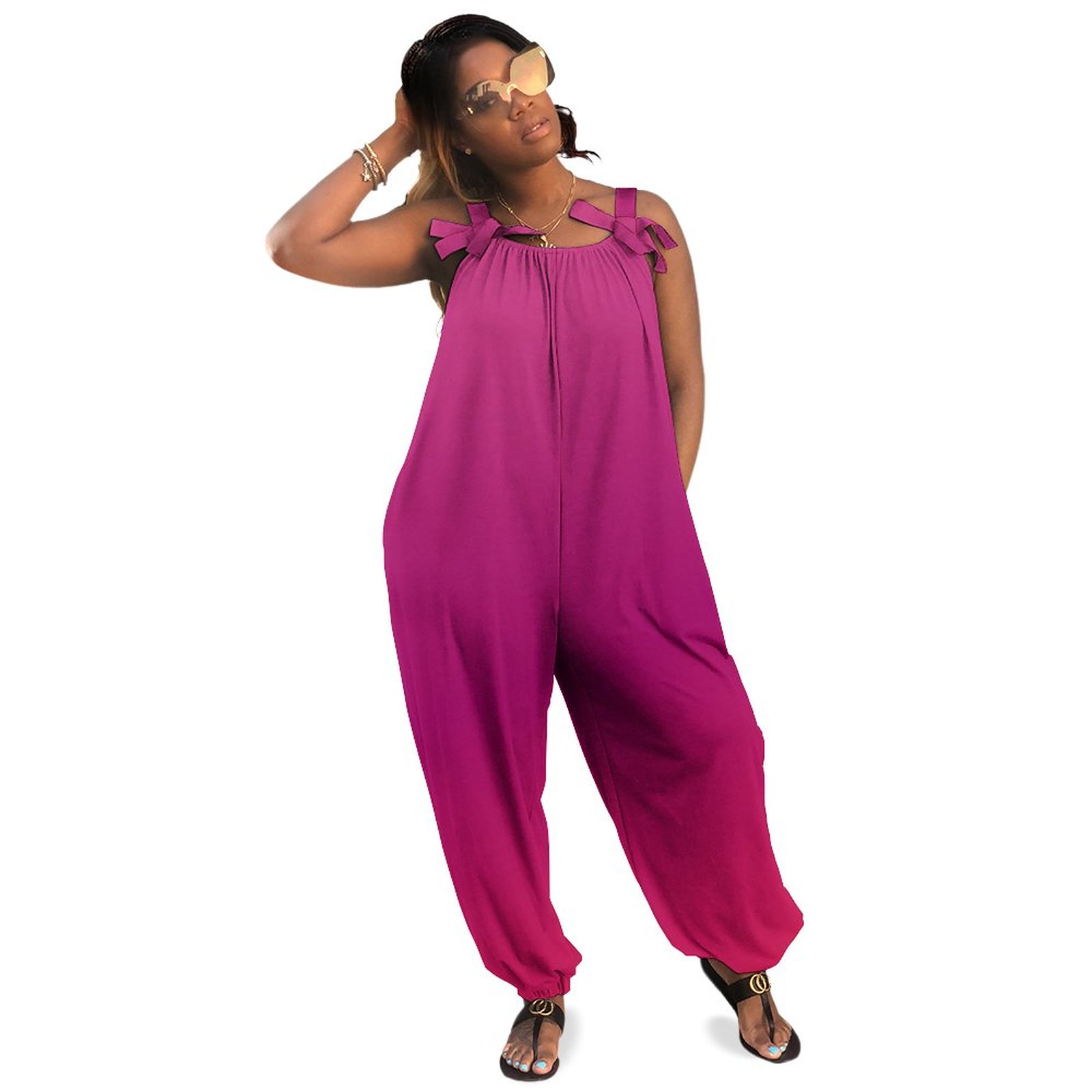 Magenta Rose Plus Size Women Rompers Summer Casual Loose Maternity Jumpsuit Tall Summer Jumpsuit White Fringe Jumpsuit Boho Long Length