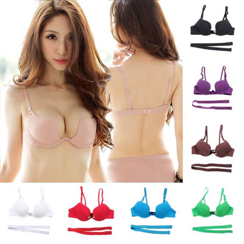 Women's Sexy Push Up Bra Adjustable Gathering Breathable Underwear Strappy Bra Underwear B Cups