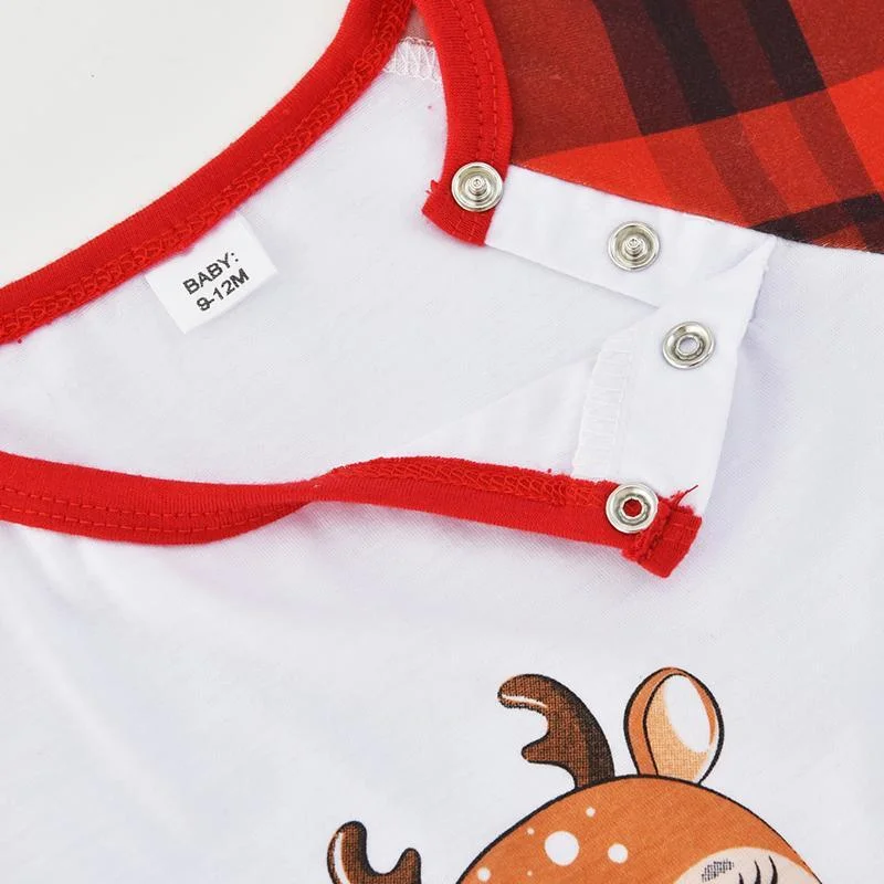 Christmas Family Matching Sleepwear Pajamas Sets Deer Merry Christmas Plaids Top and Pants