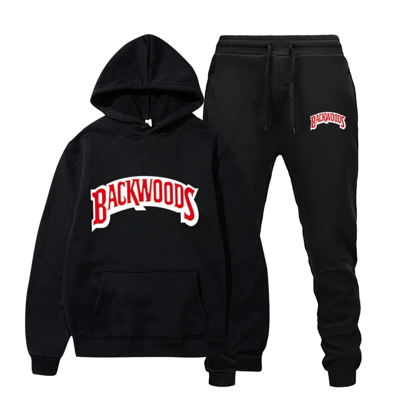 Streetwear Backwoods Hoodie set Tracksuit Men Thermal Sportswear Sets ...