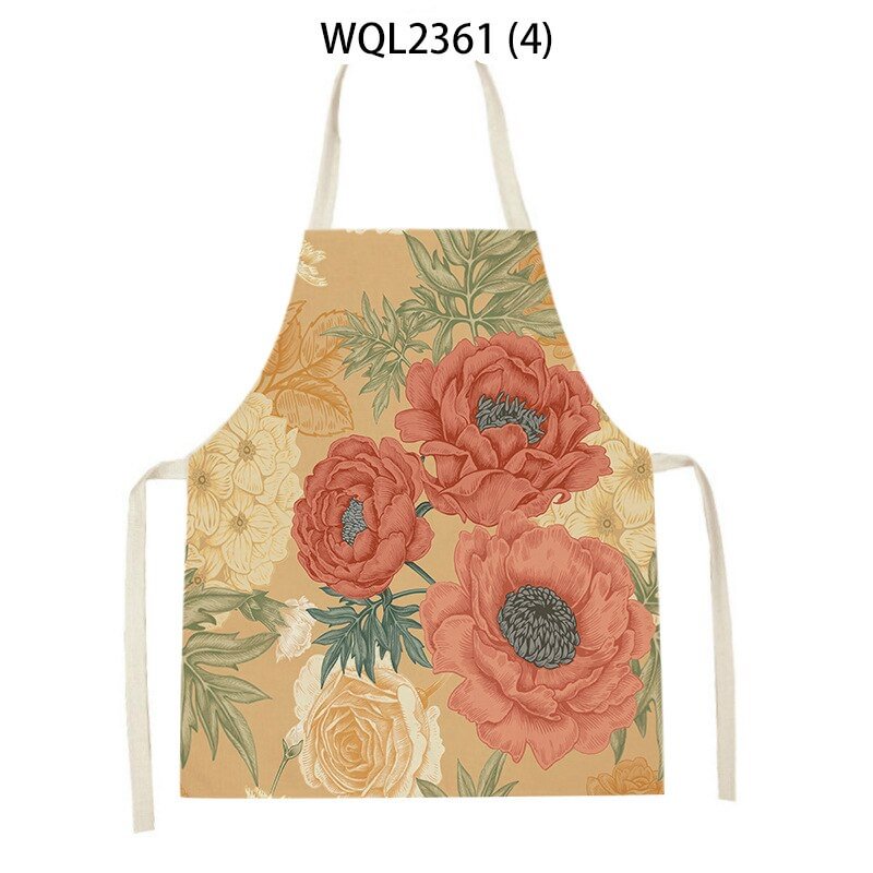 Linen Kitchen Apron - Plant Floral letclo 
