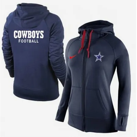 Women's  Dallas Cowboys Full-Zip Performance Hoodie Dark Blue