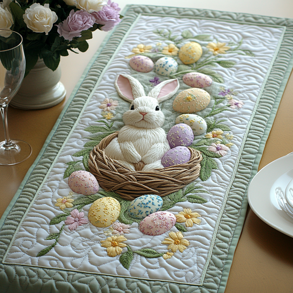 Golden Basket Quilted Printed Table Runner NCU0DV2877
