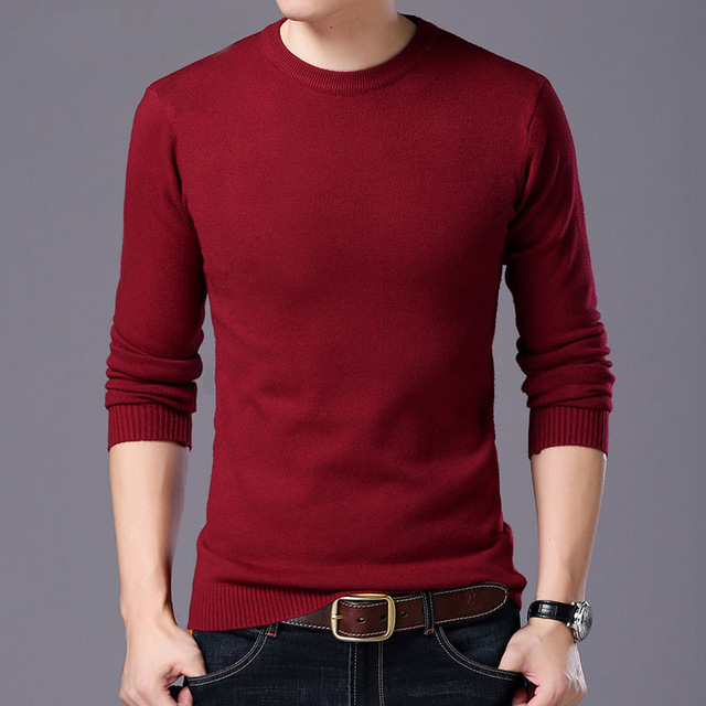Men's Knitted Wool Sweaters Solid Color Casual O-Neck Pull
