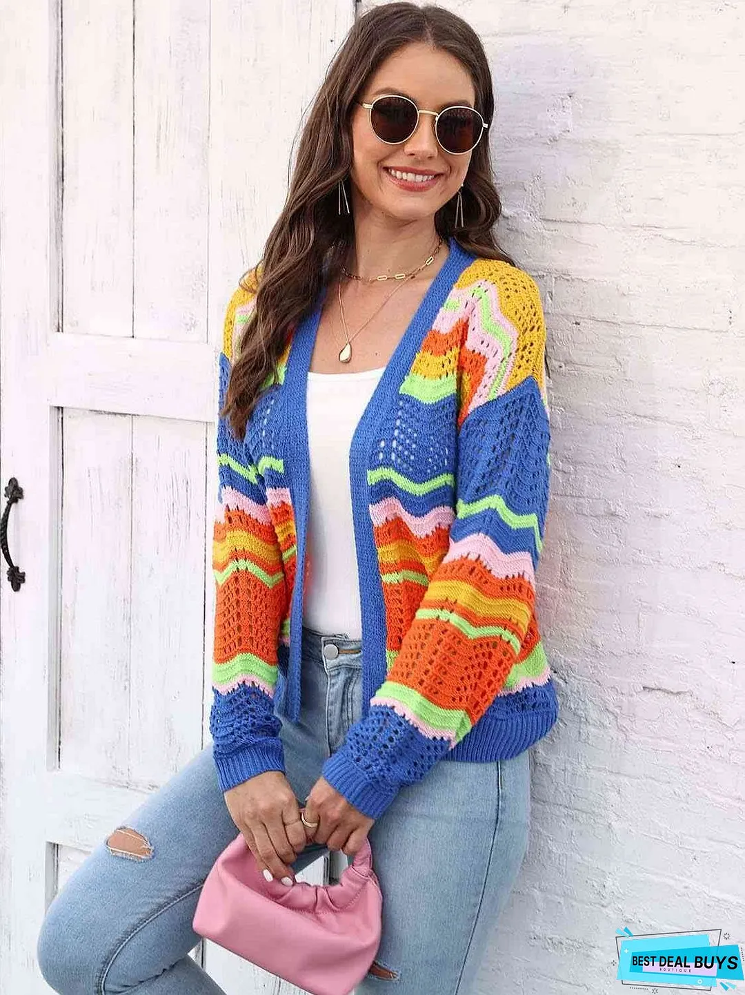 Open Front Openwork Cardigan