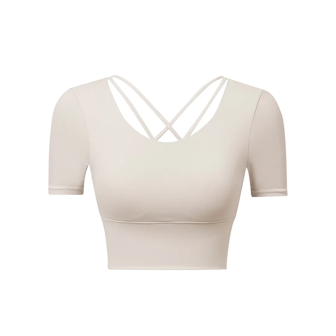 Short Sleeve Solid Sports Bra