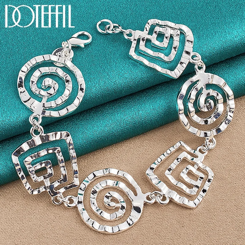 925 Sterling Silver Wave Whorl Bracelet Chain For Women Jewelry